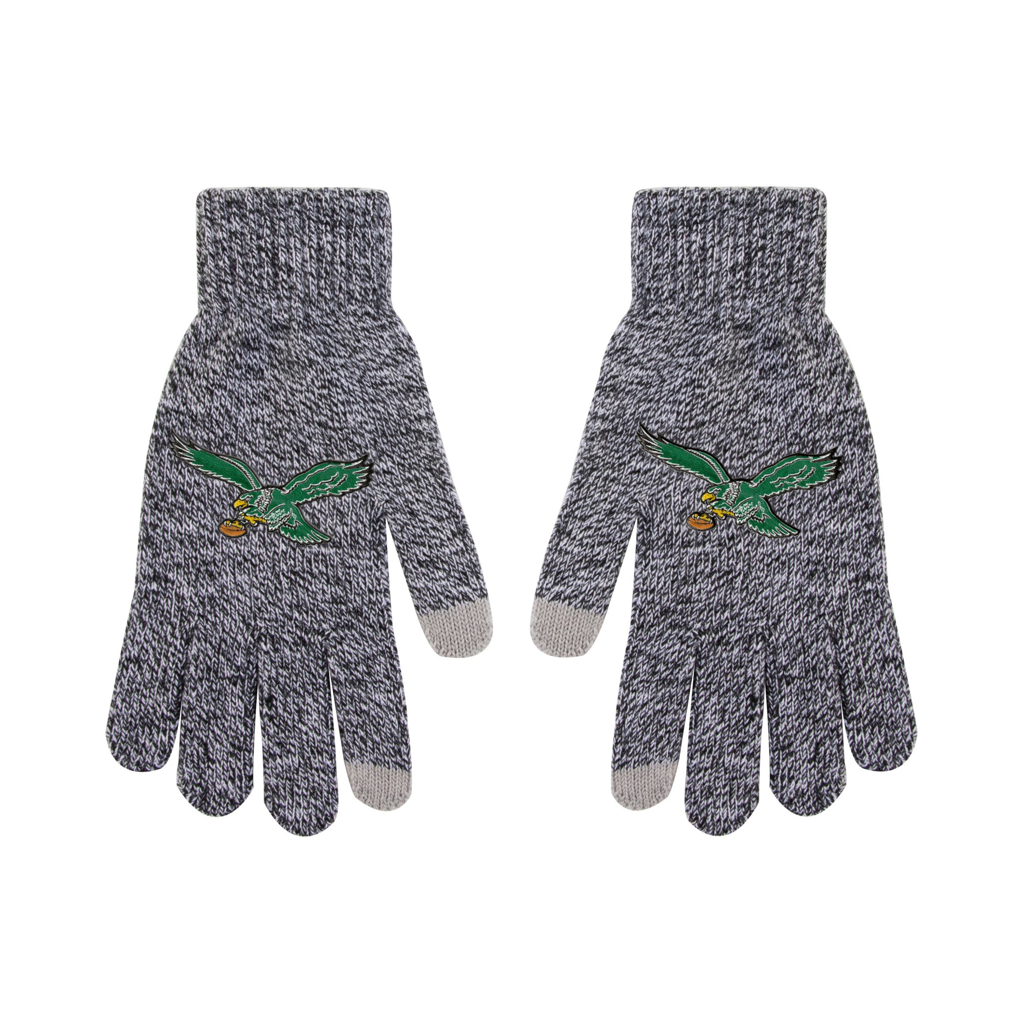 Philadelphia Eagles Gray Knit Gloves with Throwback Logo