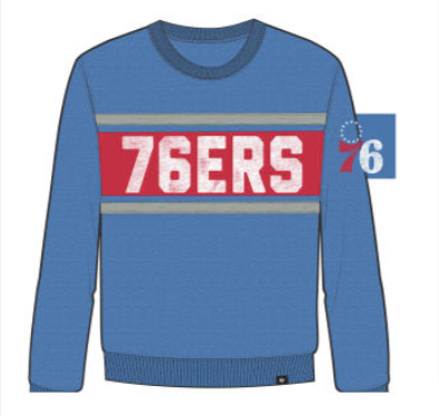 Philadelphia 76ers Cadet Blue Bypass Crew Sweatshirt