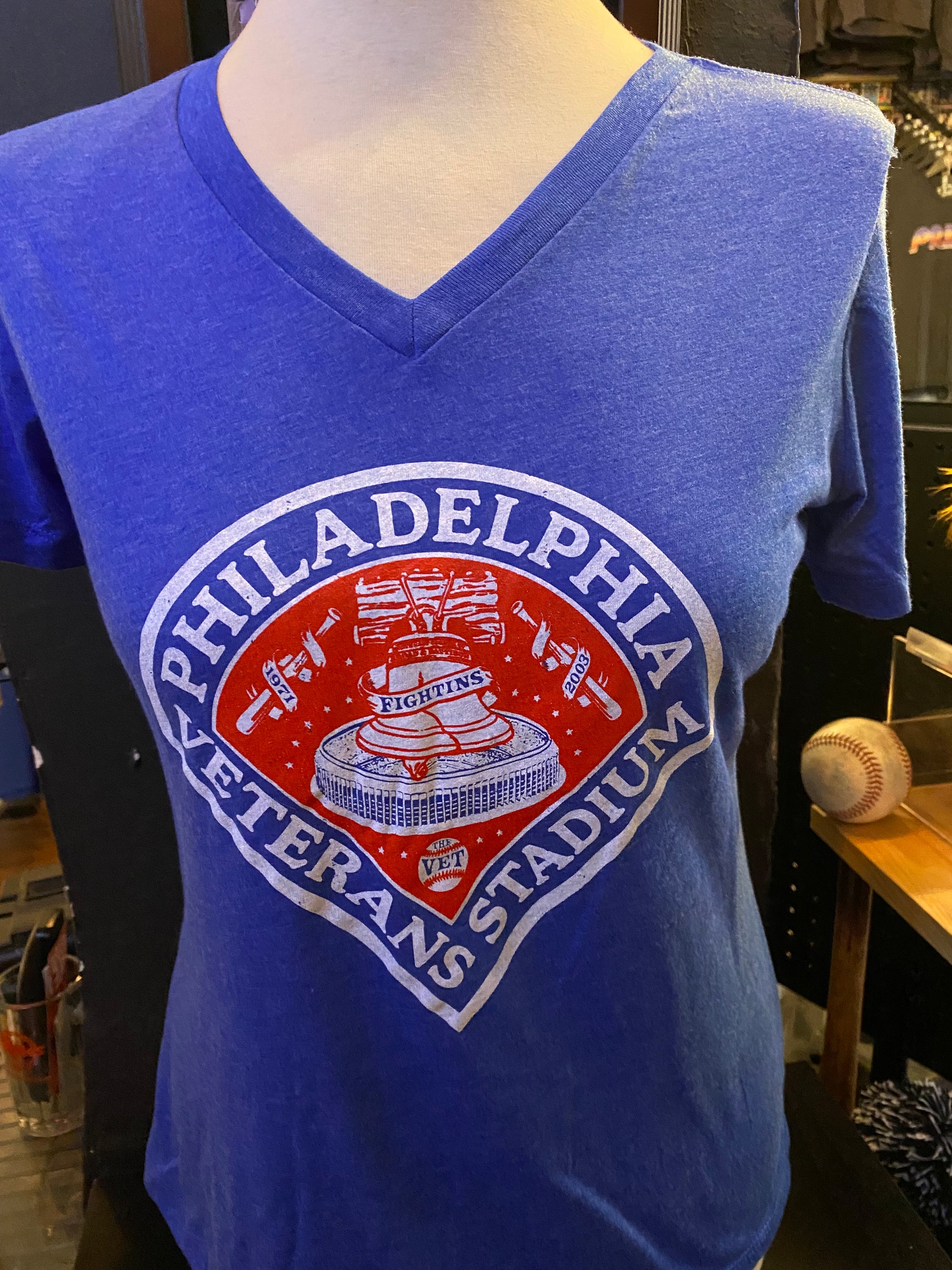 Veterans Stadium Philadelphia Baseball Royal Blue women's t-shirt