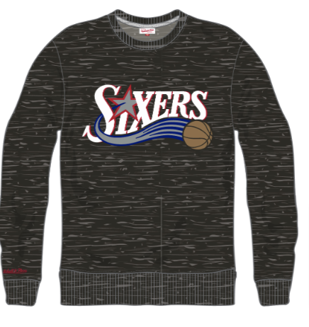 Philadelphia 76ers Playoff Win 2.0 Black Heather Vintage Crew Shibe Vintage Sports
