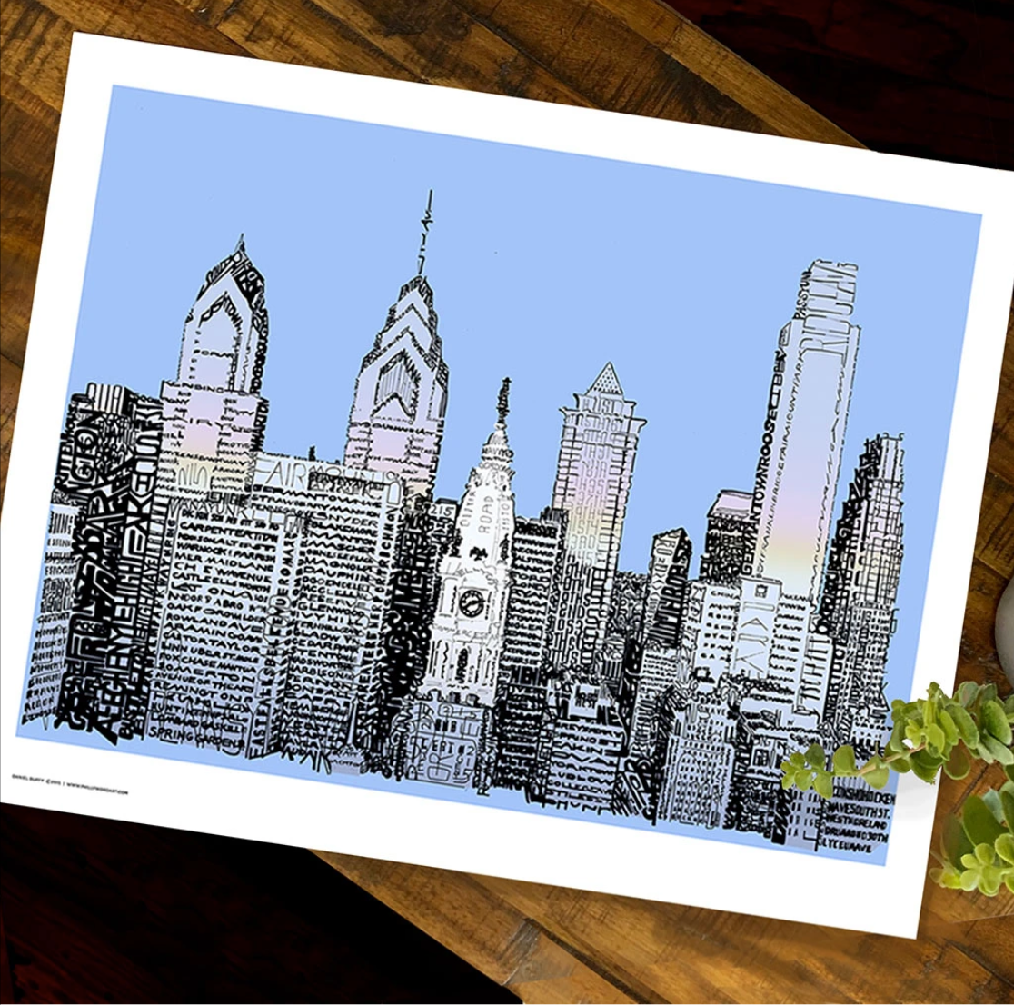 Streets of Philadelphia Print by Philly Word Art