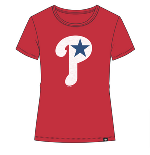 Philadelphia Phillies 1997 Distressed Logo Racer Red Frankie women’s tee