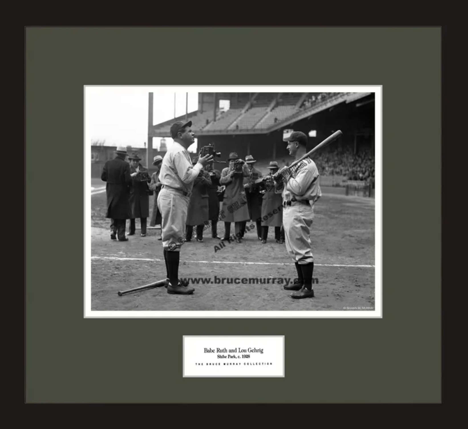 Vintage Lou Gehrig Print Framed MLB Baseball 1993 Print the 