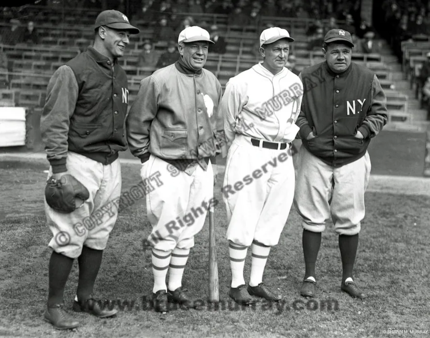 Lou Gehrig, Tris Speaker, Ty Cobb & Babe Ruth, c. 1928 - Framed - Shibe  Vintage Sports