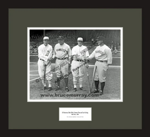 4 of the 5 - Al Simmons, Babe Ruth, Jimmie Foxx & Lou Gehrig, ca.1928 - Framed