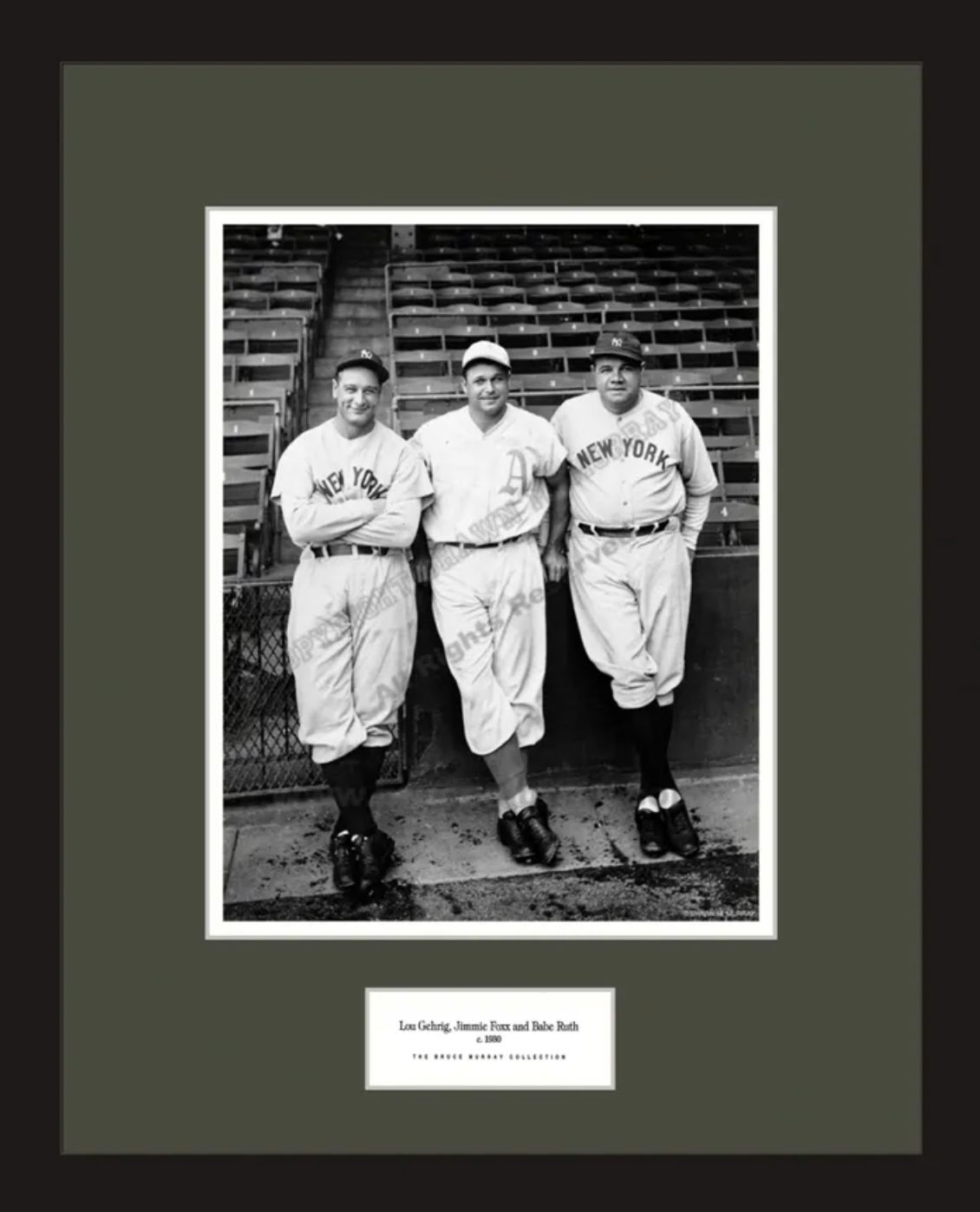 Legends of Summer - Lou Gehrig, Jimmie Foxx & Babe Ruth c.1930 - Framed