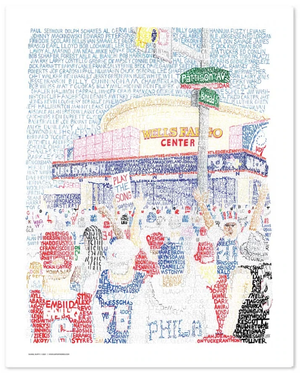 Wells Fargo Center (Every Sixer Ever) by Philly Word Art
