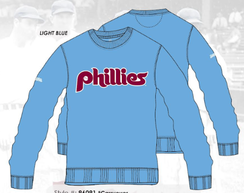 Stitches Philadelphia Phillies Throwback Light Blue Crew Sweatshirt