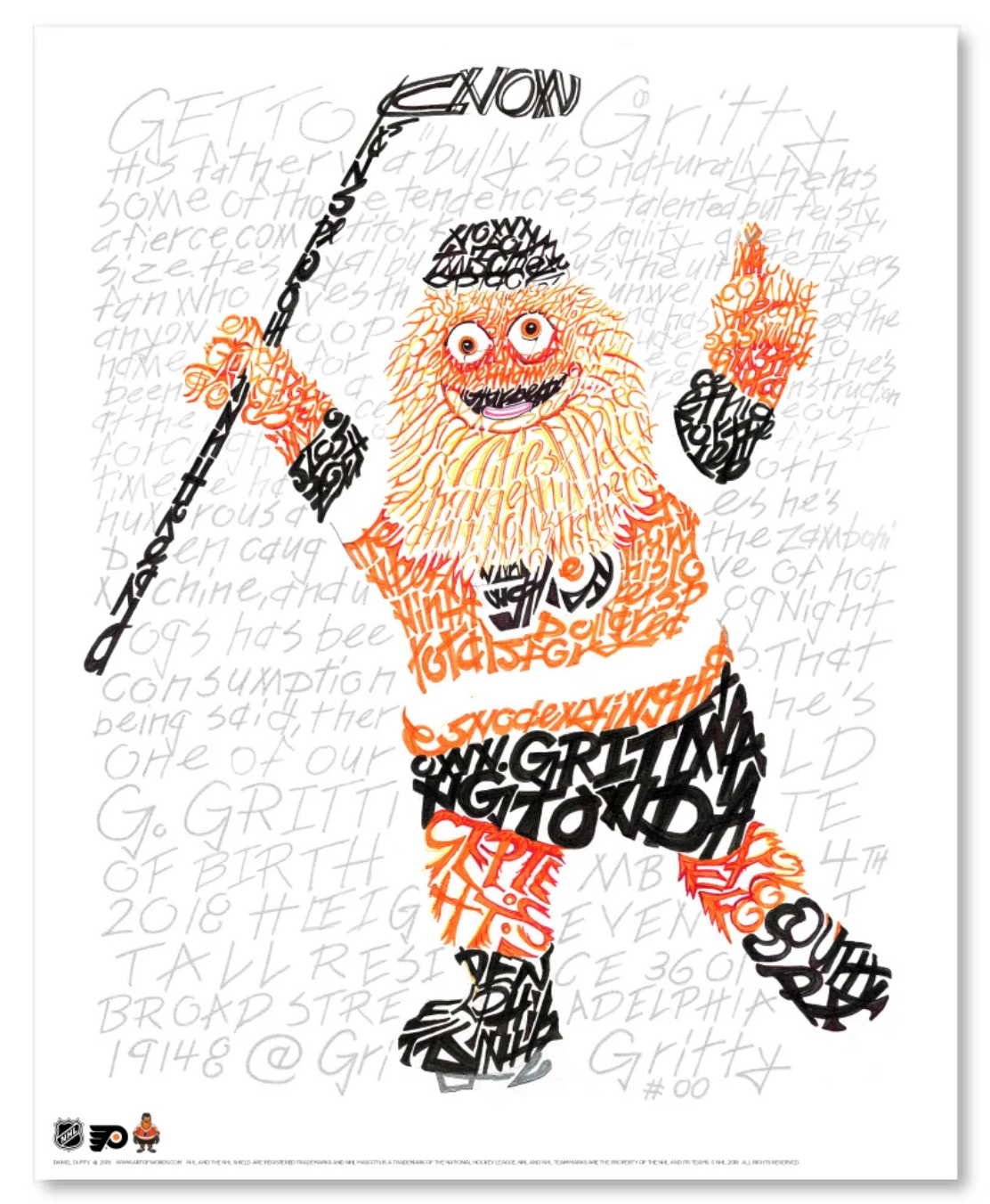 Philadelphia Flyers Gritty Word Art