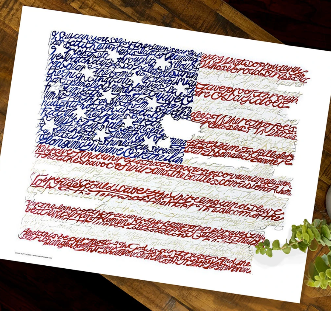 American Flag National Anthem Print by Philly Word Art