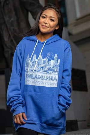 Philadelphia Skyline Moon Hooded Sweatshirt