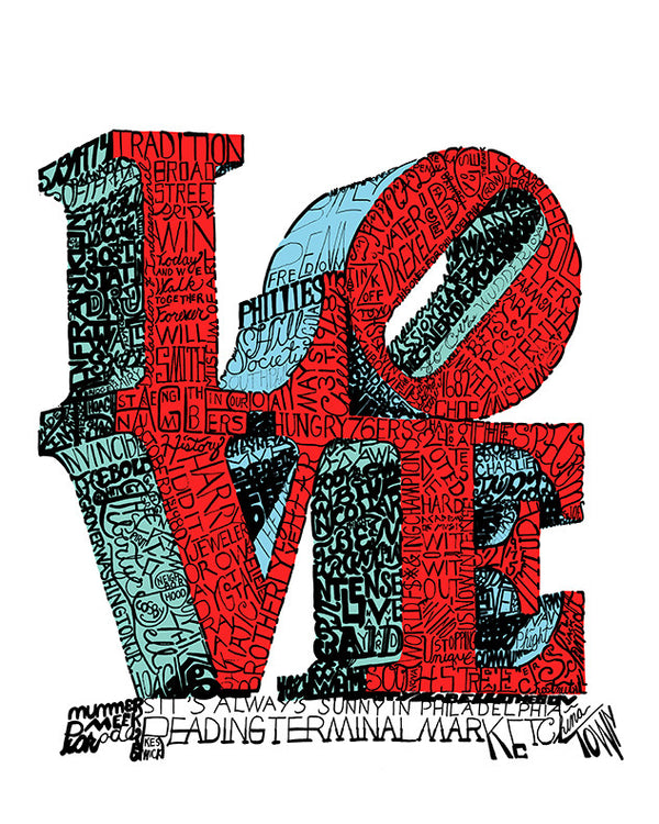 Philadelphia Love Park Logo Eagles Vintage Style Print T-shirt 